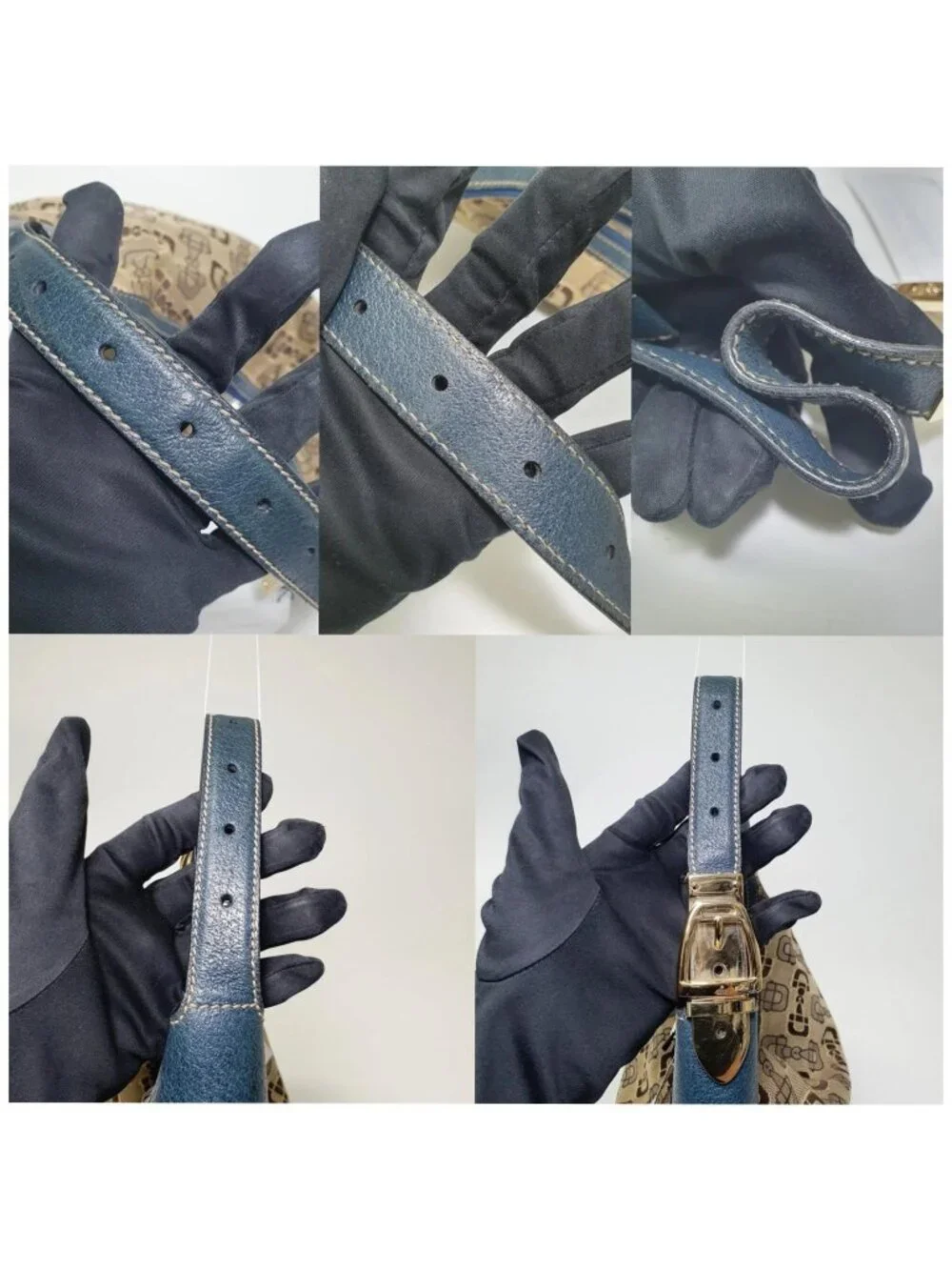 Authentic Gucci Horsebit Canvas Hobo Shoulder Bag